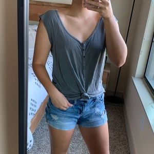 Urban Outfitters Gray Button Front Top